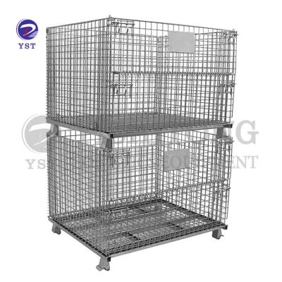 China Outdoor Folding Logistics Wire Mesh Container Storage Durable Zinc Goods Equipment Warehouse Cages for sale