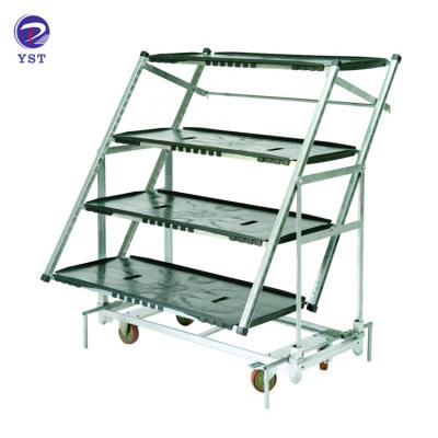 China Adjustable Hot Quality Plywood Flower Dutch Display Trolley Cart for sale