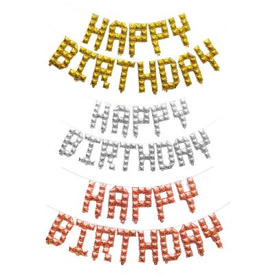 China Adult Kids Home Party Decoration Kids Letter Balloons Party Decorations Square Gold Colorful Balloons Set Happy Birthday Banner for sale