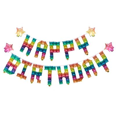 China Kids Home Party Decoration Kids Birthday Balloons 16 Inch Letter Balloon Square Crystal Balloons Set Happy Birthday for sale