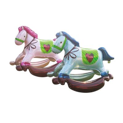 China Gift Toy 3D Walks On Air Trojan Rocking Horse Animal Self Inflatable Helium Foil Balloon For Baby Shower Birthday Decoration Kids Play for sale