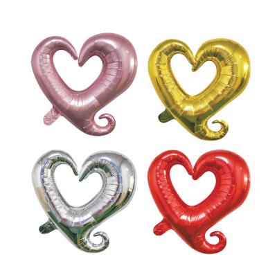 China Foil Wholesale Valentine Lover Wedding Party Decoration Balloon Bunting 18 Inch Hook Heart Round Flower Foil Helium Metallic Banner for sale