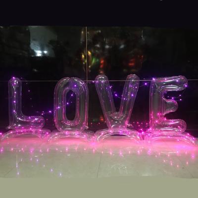 China Foil 2021 New 32 Inch Stand Up Love Clear Clear Self Inflatable Balloon With Low Light Wedding Valentine Party Decoration for sale