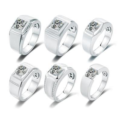 China Cheap Wholesale Vintage Wedding Moissan Diamond Simple Silver 925 Rings Man for sale