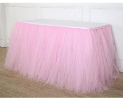 China Washable Pure Color Tulle Table Skirt 100*80cm Table Clothing Birthday Party Decoration Rectangle Around Desk Party Supplies Table Skirts for sale