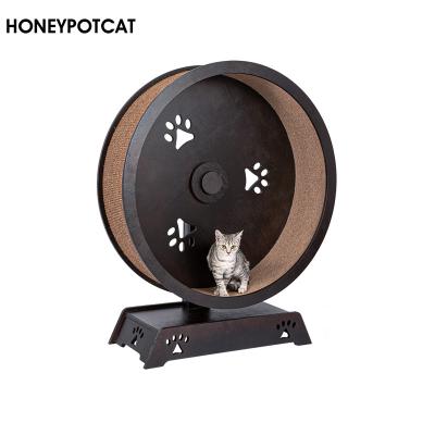 China HoneypotCat Large Cat Exercise Wheel Toy Solid Roller Pet Treadmill Wood Workable Weight Loss Device 190211pro for sale