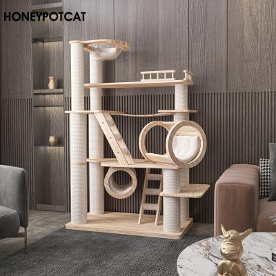 China Viable Cat Nest Tree Cat Tower Frame Climbing Cat Honeypotcat Solid Wood #210605 for sale