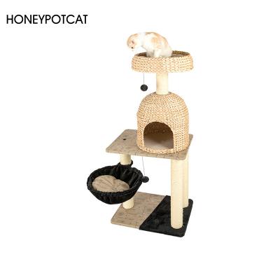 China Solid Wooden Cat Honeypotcat Cattail #160004 Climbing Frame Cat Tree Tubular Mace Viable Cat Nest for sale