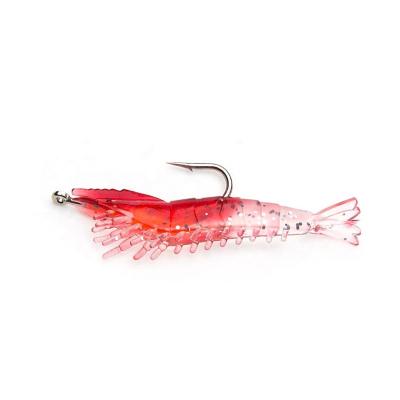 China Eco-friendly Popular Artificial Sinking Low Price Shrimp Frequently Bait Hook Casting With Lead Soft Fishing Lure Blue Red Color for sale