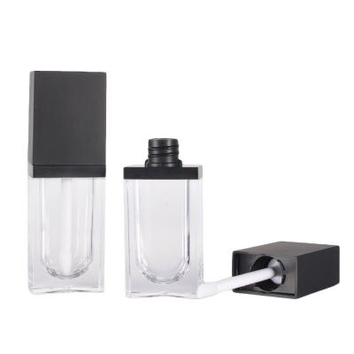 China 2021new Cosmetic square matte black empty lip gloss tube for elegant cosmetic lip gloss packaging container for sale