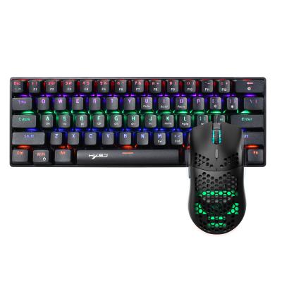 China Waterproof Keyboard V900 Mouse Combos New 61keys Wired Luminous Mechanical Keyboard Set RGB Hole Mouse Desktop Gaming Keyboard for sale