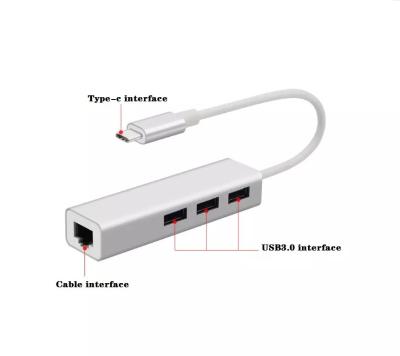 China USB 3.1 3 to USB 3.0 Type-C Hub Gigabit Ethernet Adapter RJ45 RJ45 Adapter 10/100/1000Mbps NIC Cable Converter HUB Aluminum Port Mac converter3.0 for sale