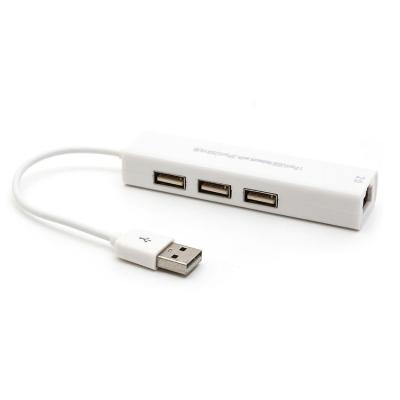 China Desktop Laptop USB To RJ45 Lan Card Combo 1 Port Network 3 Port USB Hub Ethernet Adapter for sale