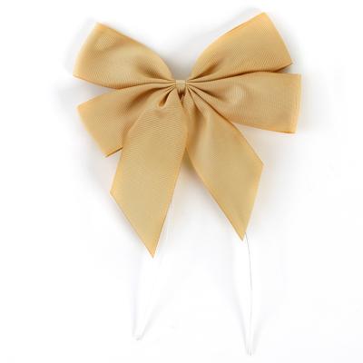 China Sustainable Packaging Decoration Pre Tied Grosgrain Ribbon Bow With Twist Tie For Bottle for sale