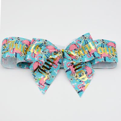 China Sustainable Crochet &loop Printed Grosgrain Ribbon Pre-made Bow For Gift Wrapping for sale