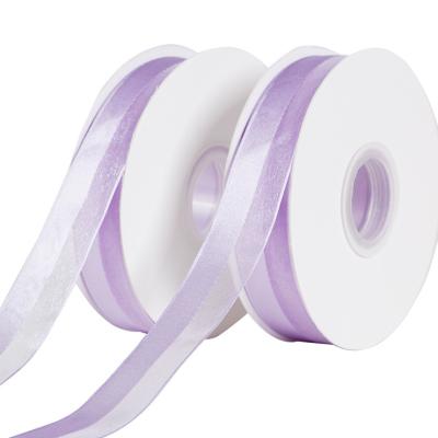 China Free Samples 7 Colors Sheer Ribbon Half Satin Half Sustainable Nylon Organza Ribbon For Toy for sale