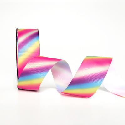 China Viable high quality custom printed rainbow grosgrain ribbon for hair bow for sale