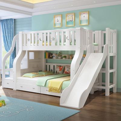 China Decorate Room Children's Bunk Wooden Bunk Bed With Slide Princess Bedroom Cheap Children's Girl's Bed for sale