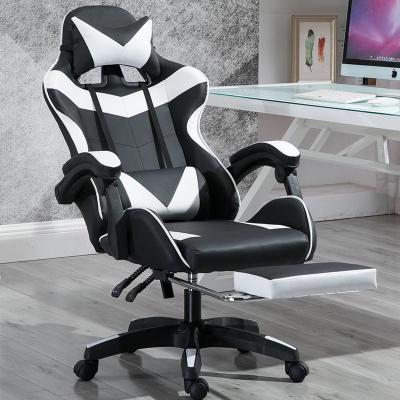 China Adjustable (Height) Thicken PU Leather Ergonomic High-Back Massage Racing Computer Desks Gaming Chair With Lumbar Support And Retractable Footrest for sale