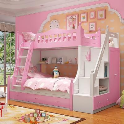 China Mediterranean Factory Cheap Cute Kids Bunk Bed With Ladder For Furniture Affordable Kids Beds for sale