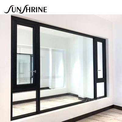 China AS2208 Swing Casement Bay Arc Glass Aluminum Window With Mosquito Net for sale