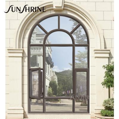 China Modern open swing style casement window and arch window aluminum alloy frame material grill design for sale