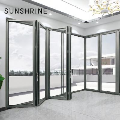 China Modern Folding Sliding Door System Aluminum Glass Bifold Door for sale