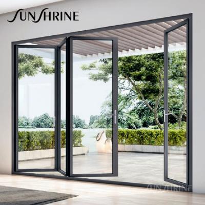 China Modern Black Aluminum Exterior Sliding Glass Partition Door Price Philippines Folding Door System for sale