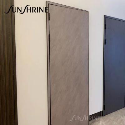 China Latest price modern cheap wood door design china metal strips room aluminum wood interior door for sale