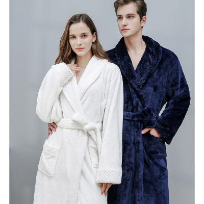 China Thermal flannel plus thick thermal insulation hotel bathrobe men and women logo hotel spa custom embroidered bathrobe for sale