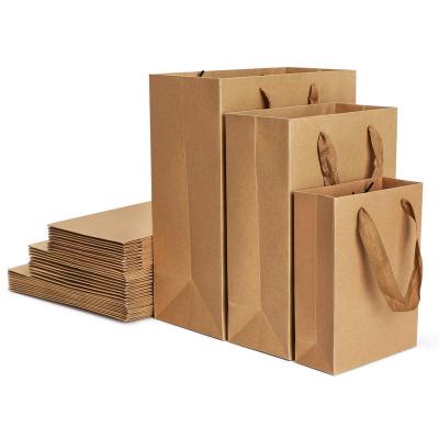 China Recycled Materials Custom Size Thickened Kraft Paper Shopping Bags Clothes Shoes Boutique Retail Paper Gift Bags for sale