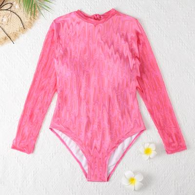 China QUICK DRY Floral One Piece Swimwear Women Print Long Sleeve Swimsuit Printed Swimsuit Wetsuit Swimwear Female Surfing Beach for sale