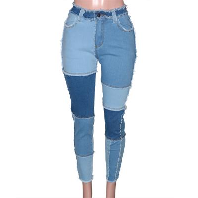 China New autumn and winter high waist hair tassel pencil breathable stitching slim pants for sale