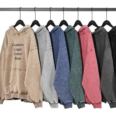 China Acid Wash Sweater Streetwear Anti-wrinkle Hoodie OEM Manufacturer High Quality 100% Cotton Wash Vintage Distressed Hoodie for sale