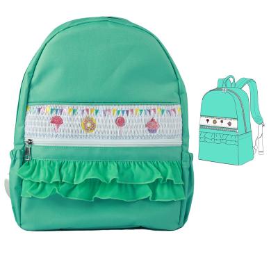 China Free Sample Custom Logo Kids Book Bag Smocked Embroidery School Backpack Waterproof For Children for sale