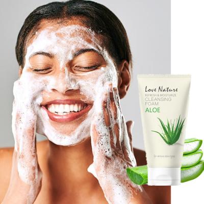 China Deep Facial Aloe Vera Face Wash Detergent Skin Care Vera Foam Cleaner Facewash Soothing Korean Aloe Anti-wrinkle Cosmetics for sale