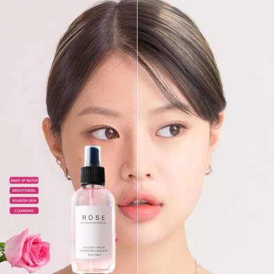 China Rose Water Toner Spray Coconut Moisturizing Toner Rose Toner Skin Care Spray Face Shrink Pore Face Mist Rose Water Toner for sale