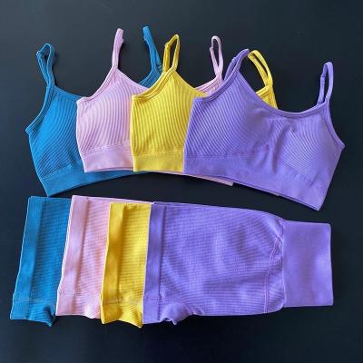 China Factory price breathable custom logo women spandex sportswear workout nylon yoga shorts sets wholesale activewear for sale