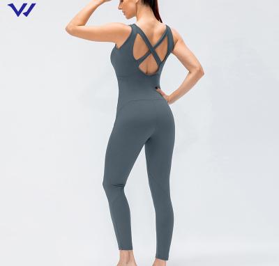 China Breathable Custom Logo One Piece Yoga Workout Bodybuilding Women Active Wear Yoga Jumpsuit for sale