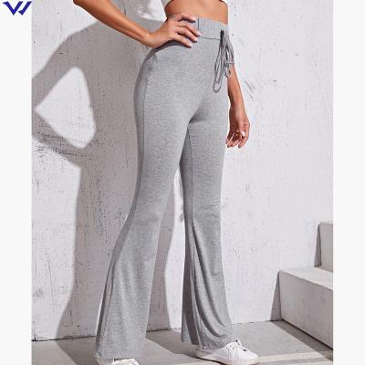 China High Quality Custom Logo Cotton Polyester Anti-wrinkle Women Outdoor Gray Flare Leg Pants For Women for sale