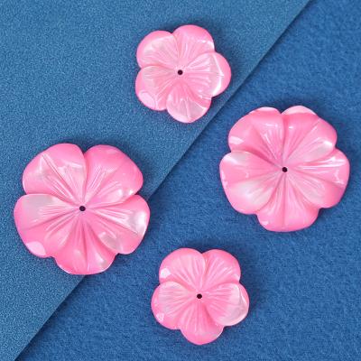 China Shell Wholesale Natural Flat Shell Plum Blossom Shape Back Rose Mother Of Pearl 20mm-30mm Button for sale