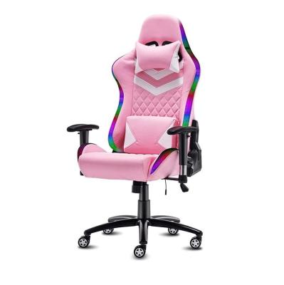 China (Size) Adjustable Chaise Gamer Rocker White Gaming Chair Custom Gaming 4D Fabrics Prints Customize Escritorio Top Armchair Blush Pink for sale