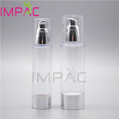 China Personal Care Round Cosmetic 50ml Airless Bottle With Dispenser For Homemade Serum for sale