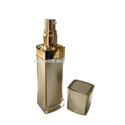 China Personal Care IMPAC Gold Fancy Square 60ml Acrylic Lotion Bottle With Lotion Pump for sale