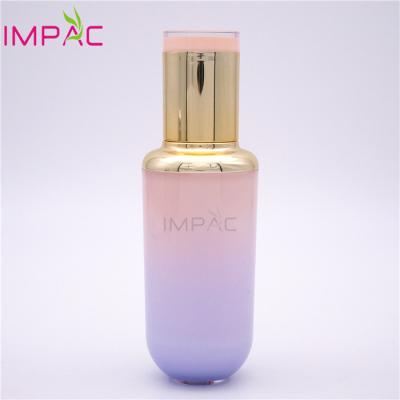 China Cosmetic 40ml Pink Unique Gradient Empty Plastic Lotion Bottles For Liquid Foundation for sale