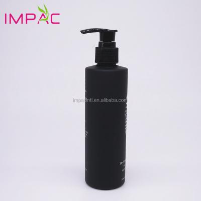 China Personal Care Cylinder 250ml Plastic Matte Black Shape PET Bottle For Shampoo for sale