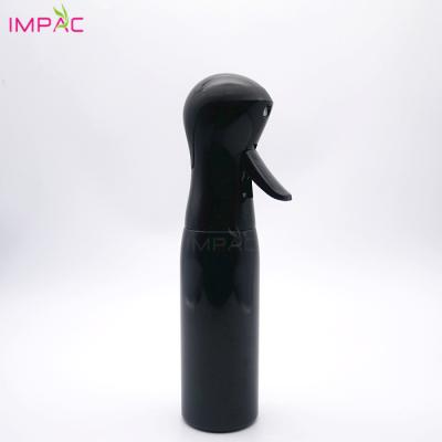 China 2019 Personal Care Plastic Black Trigger Spray Bottle 330ml With Automatic Continuous Mist Sprayer for sale