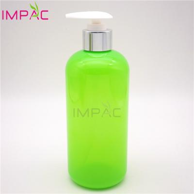 China Fluorescent Green Empty Personal Care Shower Gel 500ml PET Plastic Bottle With Pump for sale