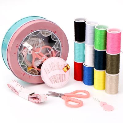 China Plastic+Stainless steel+cotton Mini Sewing Kit In Metal Box Case Moving Random Color for sale