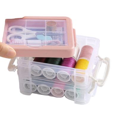 China Cheap 30pcs Work Travel Home Hotel Personalized Mini Travel Sewing Kit Set DIY Needle Kit With Plastic Box for sale